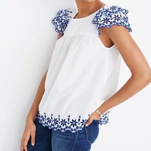 Floral eyelet madewell blouse